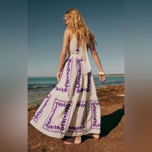 NWT Sezane Svetlana Embroidered Maxi Dress